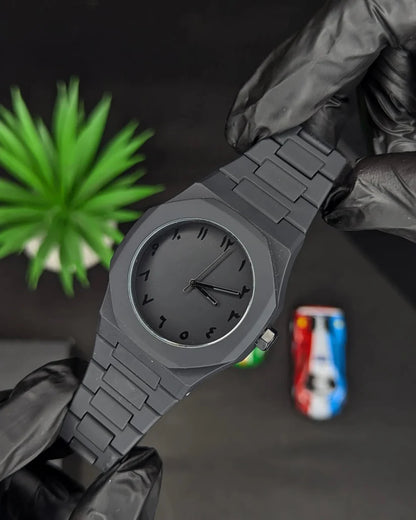 Black Arabic Aura watch with fiber material lite weight