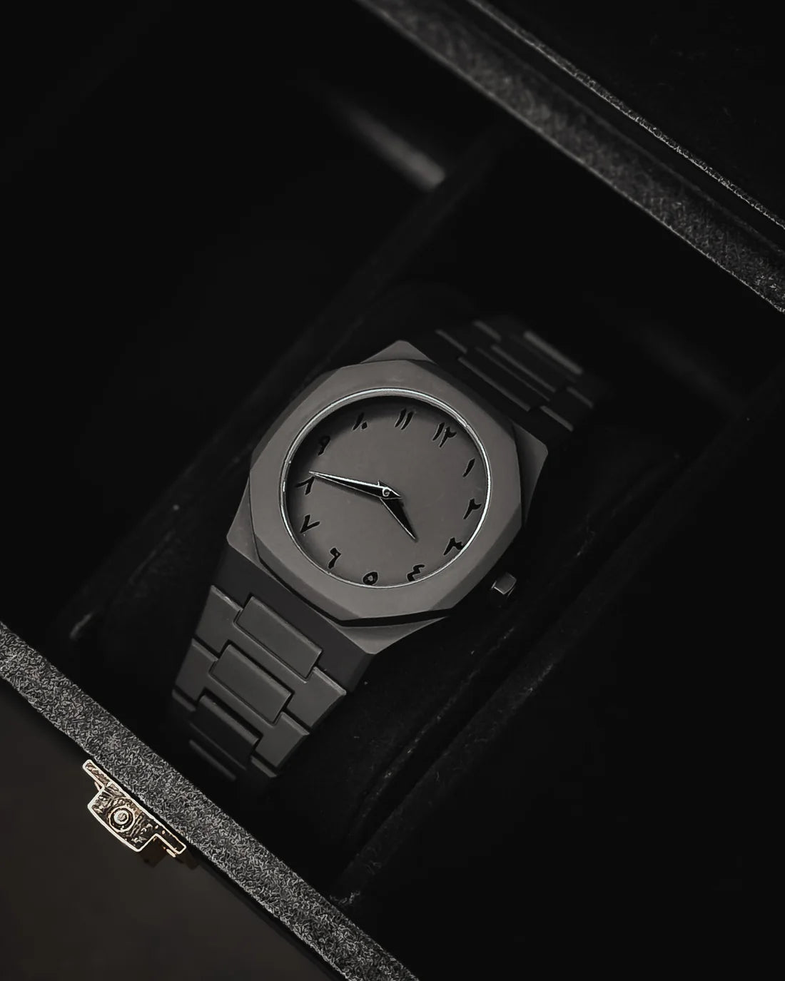 Black Arabic Aura watch with fiber material lite weight