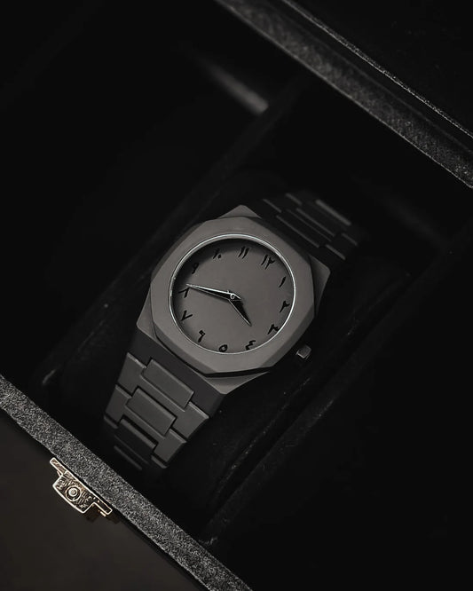 Black Arabic Aura watch with fiber material lite weight