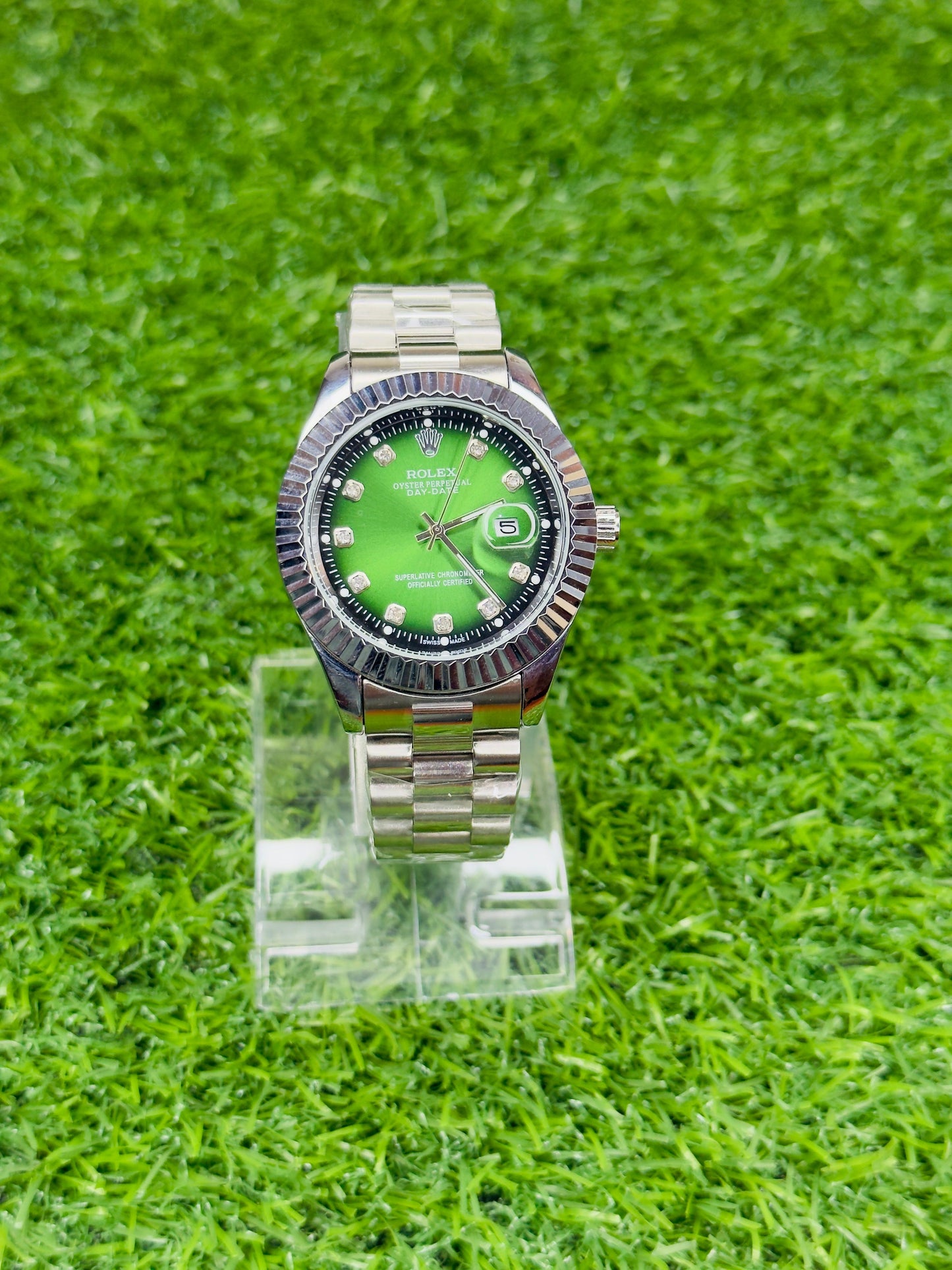 Rolex Oyster Perpetual truetone with Green dial with date