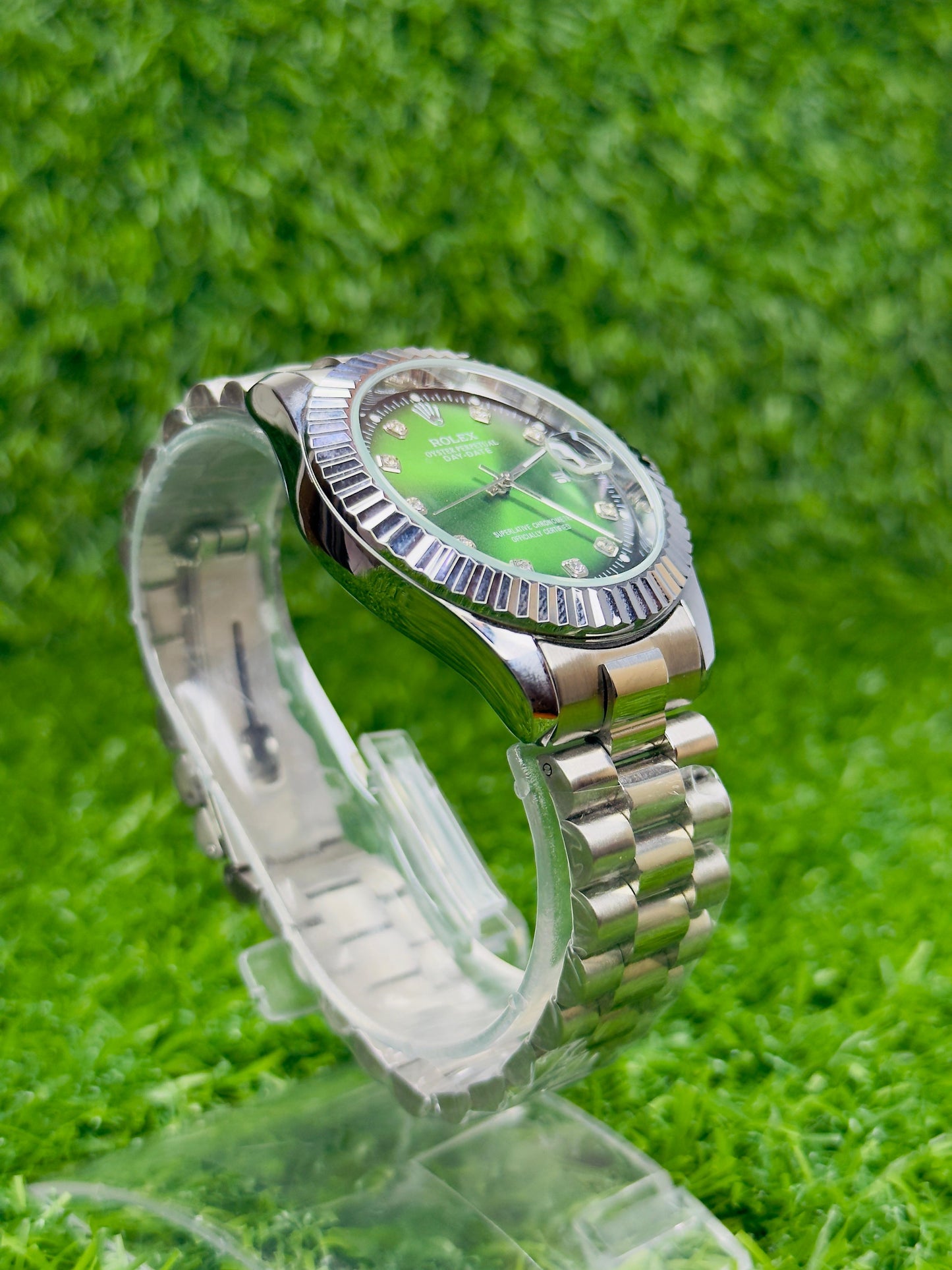 Rolex Oyster Perpetual truetone with Green dial with date