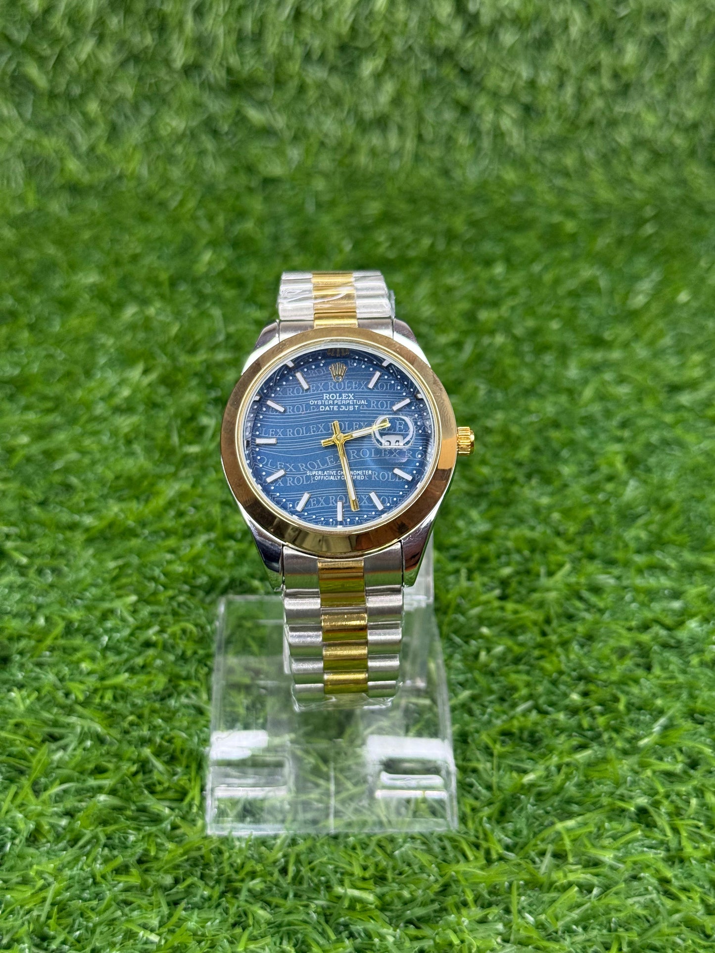 Rolex Oyster Perpetual truetone with blue dial with date