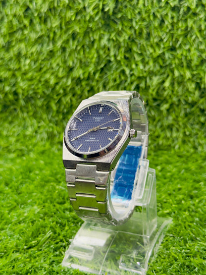 TISSOT PRX BLUE dial with silver chain