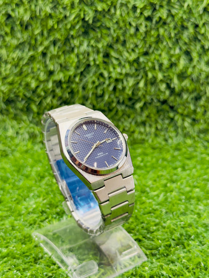 TISSOT PRX BLUE dial with silver chain