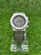 Luxury Men's Silver Chronograph Watch – Premium Leather Strap