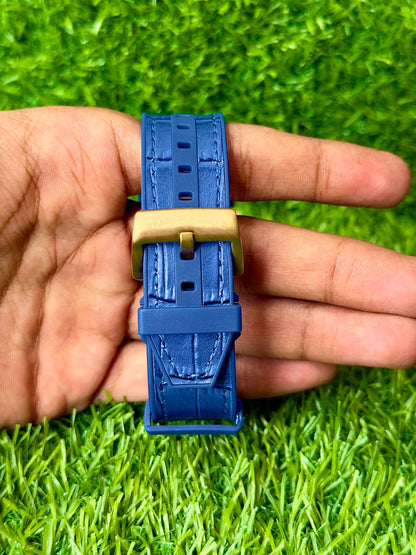 FM BLUE Leather Strap with Golden diamond watch
