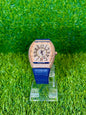 FM BLUE Leather Strap with Golden diamond watch