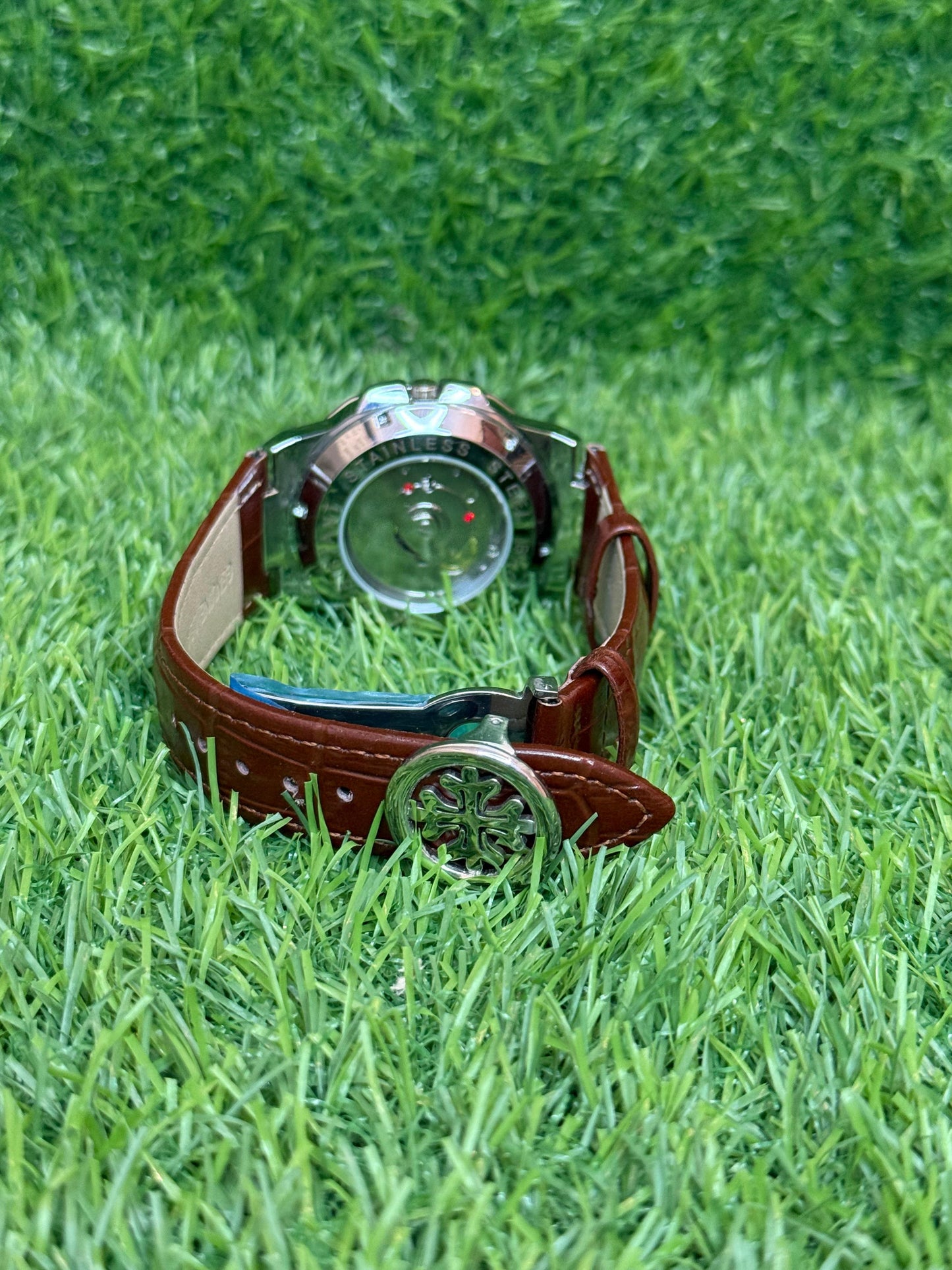 PP Silver bezel with Brown Dial | Brown Leather Strap | Classic Design | Butterfly Lock