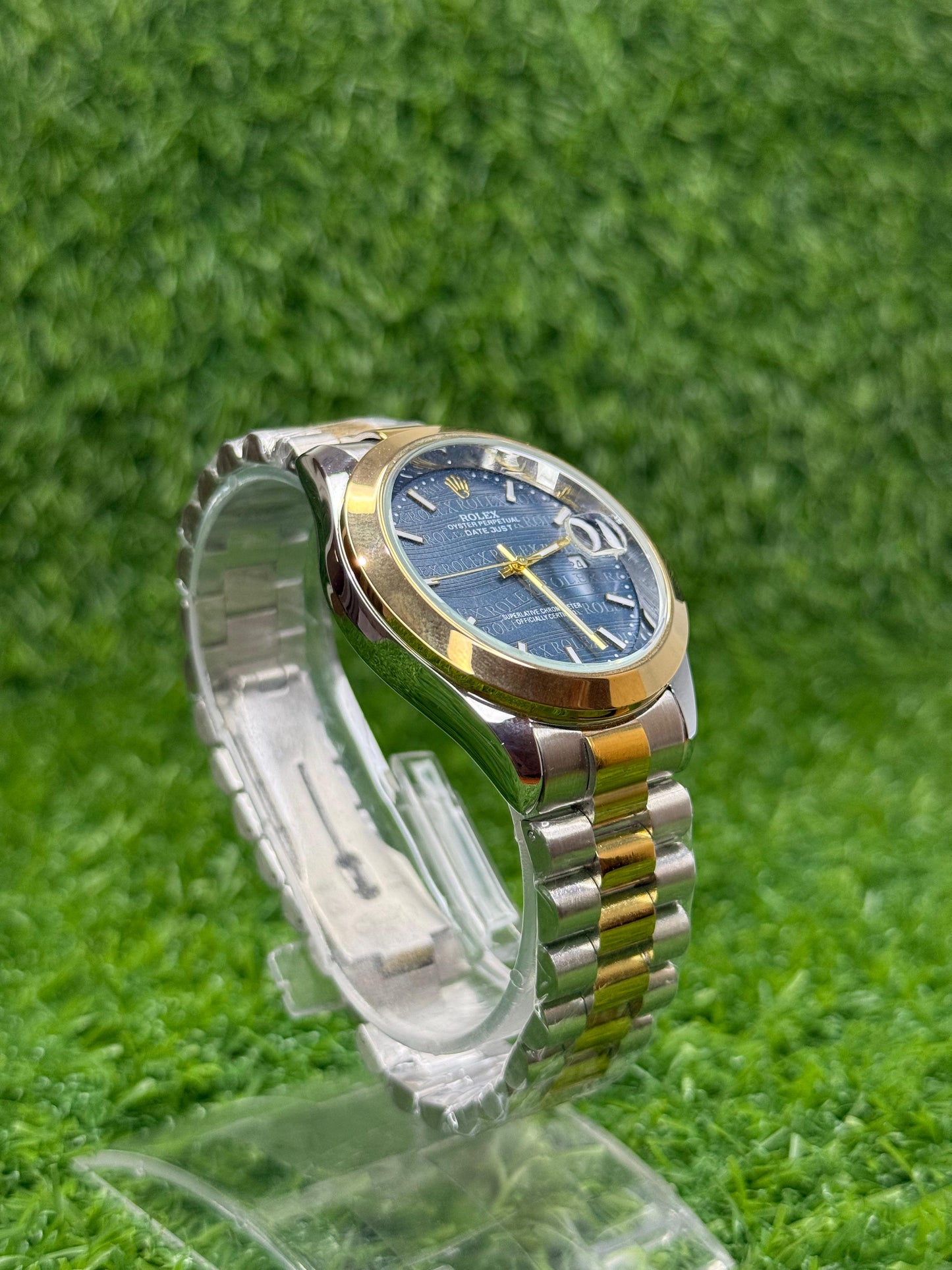 Rolex Oyster Perpetual truetone with blue dial with date