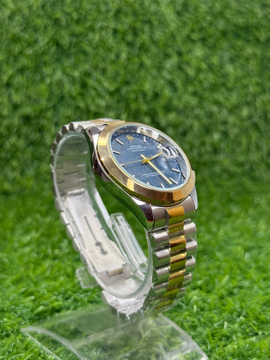 Rolex Oyster Perpetual truetone with blue dial with date
