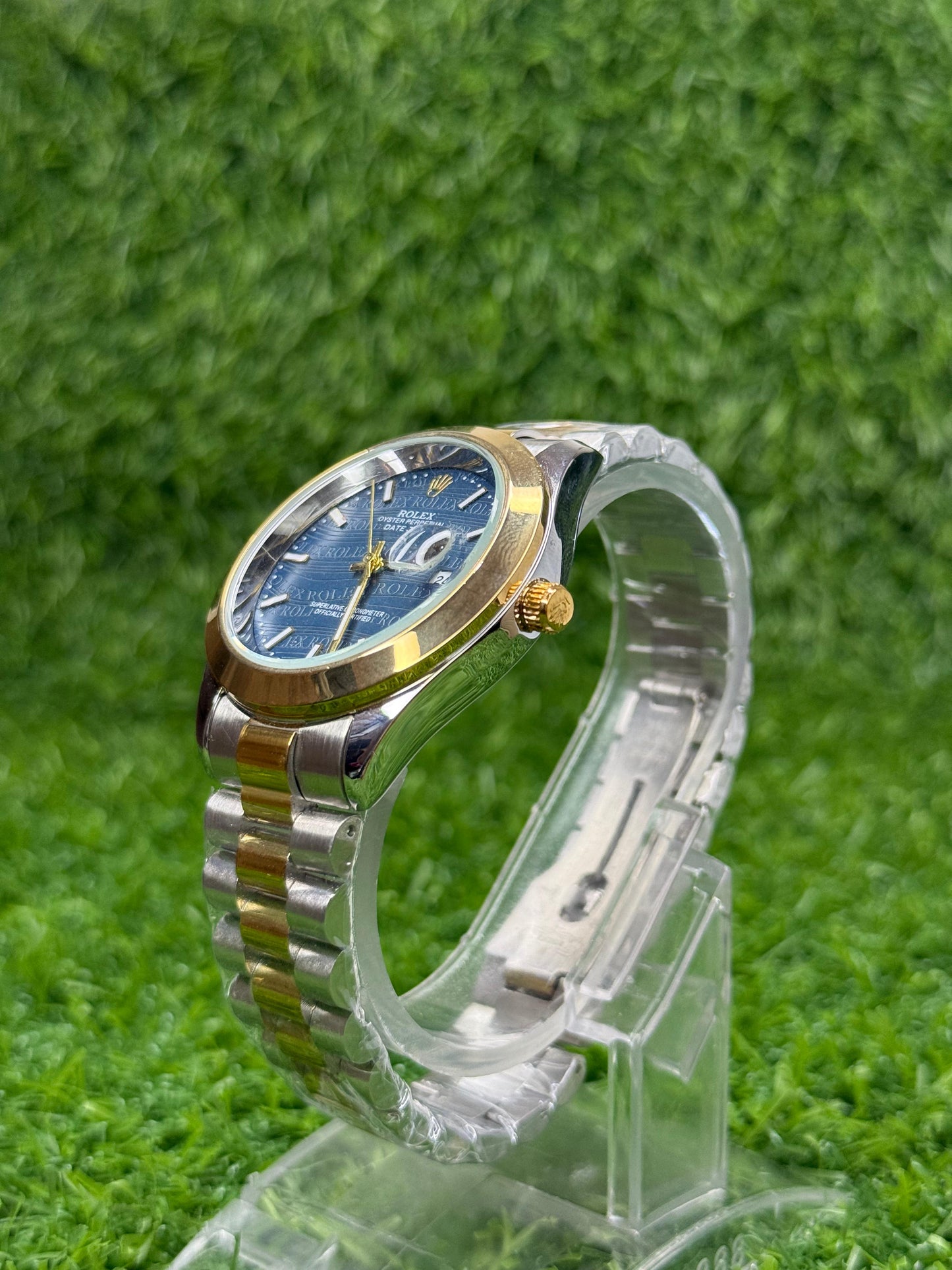 Rolex Oyster Perpetual truetone with blue dial with date