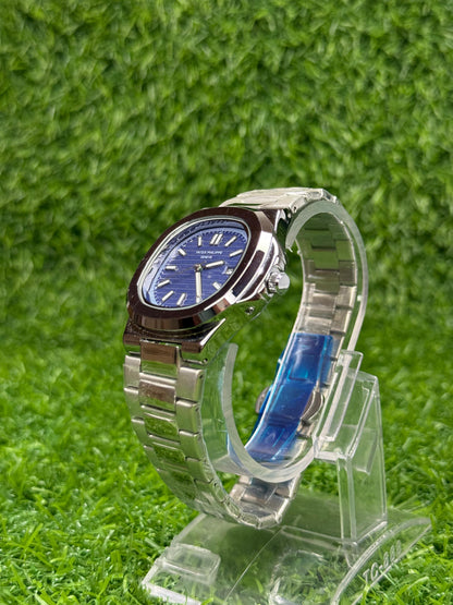 PP Silver with blue dial with date